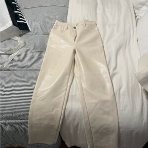 Wilfred Cream Faux Leather High-Rise Pants